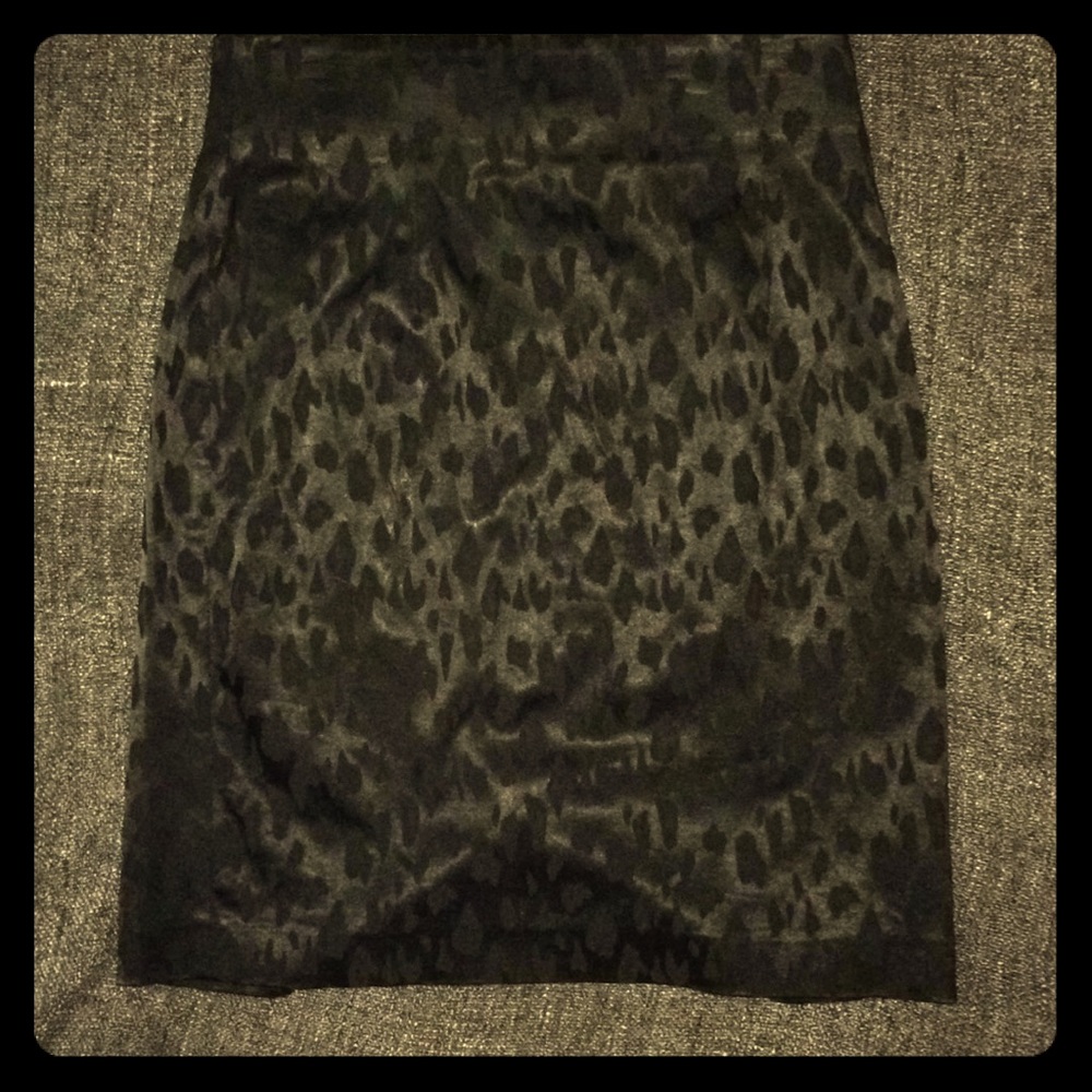 😺Black in Black Leopard Satin Pencil Skirt😸
